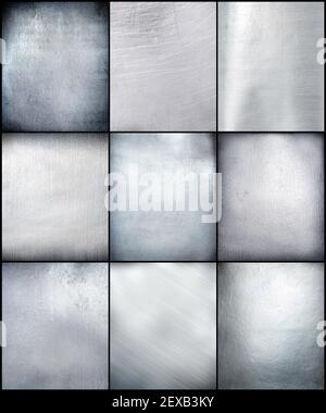 Set metal plate steel background. Hi res. Stock Photo