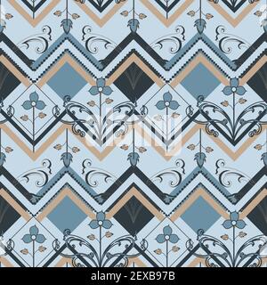 Geometrical shapes and flowers seamless pattern Stock Vector