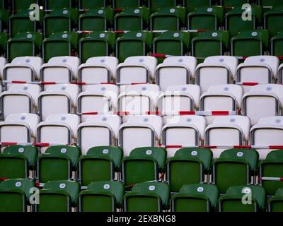 Empty seats again during the match in the Uefa Women's Champions League round of 16 between VfL Wolfsburg and LSK Kvinner at AOK Stadion in Wolfsburg