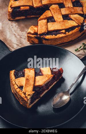 Freshly baked homemade pie with berries. Stock Photo