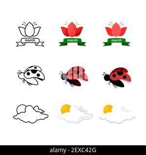 spring icon set vector Stock Vector