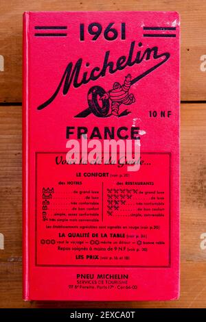 Cover of a vintage Michelin red Guide, France, 1961 Stock Photo