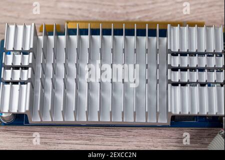 heatsink of the lamellar video card Stock Photo