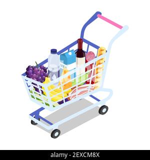 Isometric Shopping cart Stock Vector