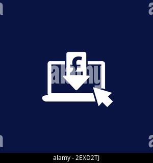 reduce costs icon with pound and laptop Stock Vector