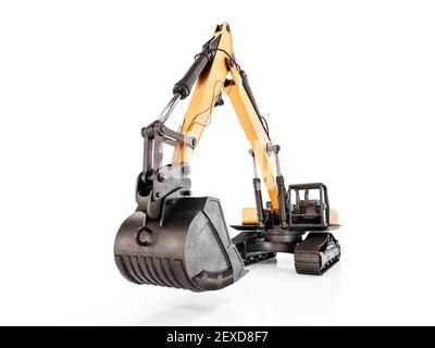 3D rendering of yellow crawler excavator on white background Stock Photo