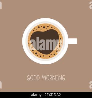 Coffee cup top view. Good morning. Love coffee Stock Vector