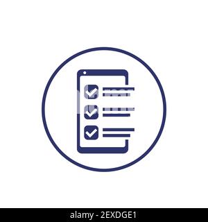 online survey in phone icon on white Stock Vector