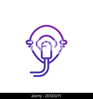 oxygen mask line icon on white Stock Vector