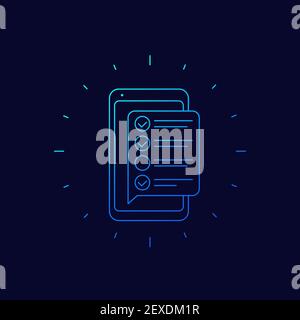 online survey form in phone, checklist vector icon Stock Vector