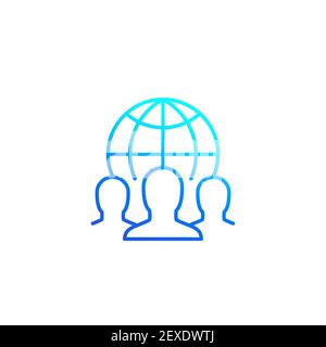 outsource icon on white, line vector art Stock Vector