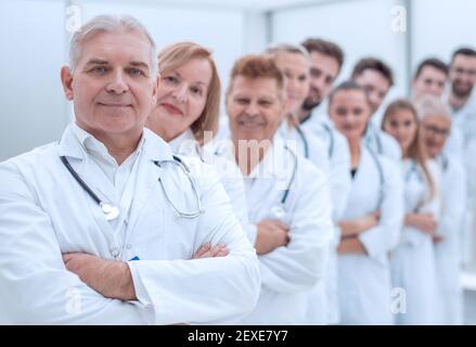 large group of medical colleagues standing in a row. Stock Photo