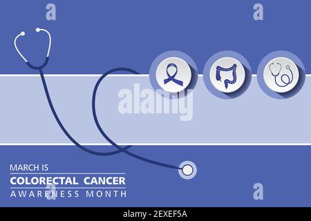 Vector illustration of Colorectal Cancer Awareness Month observed in March Every Year Stock Vector