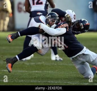 Denver Broncos tight end Chris Manhertz (84) takes part in drills