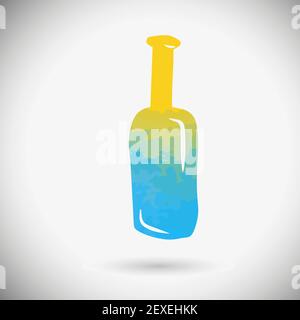 A multi-colored bottle of wine. Vector illustration Stock Vector