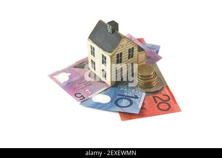 Australian Dolor for a House Loan Spend or Save Stock Photo