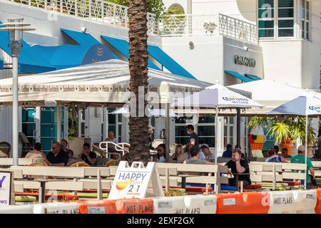 Fort Lauderdale Beach restaurant open during spring break 2021 Stock Photo