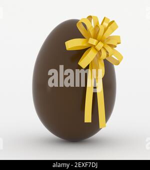 Chocolate easter egg with ribbon Stock Photo