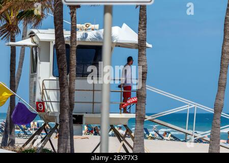 Ft. Lauderdale lifeguard on duty during spring break Stock Photo