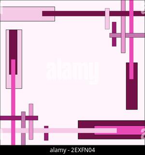 Frame composition of pink sticks, strips and rectangles. Geometric pattern, flat border. Abstract vector background, template with copy space. EPS10 Stock Vector