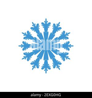 Blue snowflake on white isolated background. Vector illustration. Stock Vector