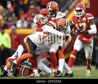 Cleveland Browns free safety Jordan Poyer (33) returns his interception 12  yards in the fourth quarter