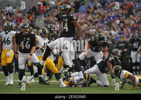 Pittsburgh Steelers Antonio Brown (84) kicks Cleveland Browns punter  Spencer Lanning (5) as he jumps while returning a punt in the second  quarter of the NFL football game on Sunday, Sept. 7