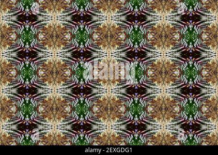 An image is duplicated, repeated, and colored, turning it into a geometric abstract design with composite photography. Stock Photo