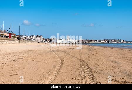 Wide sandy beach at Bridlington, Yorkshire, UK Stock Photo
