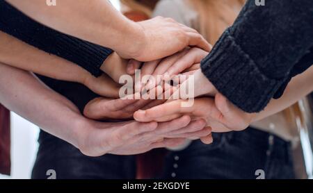 close up. smiling interns doctors showing thumbs up. Stock Photo