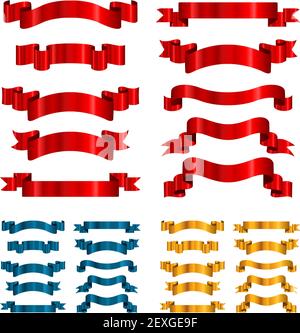 Set of ribbons banners isolated on white Stock Photo