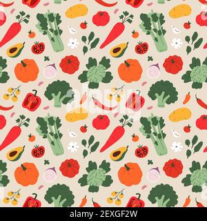 Avocado Vegetables seamless pattern. Vegetarian healthy bio food ...