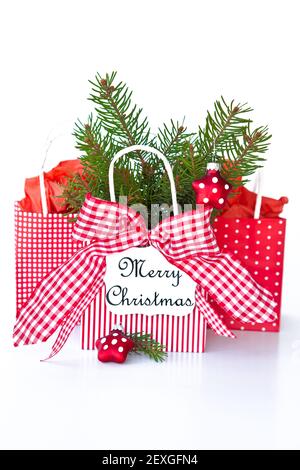 Colourful gift bags for Christmas Stock Photo