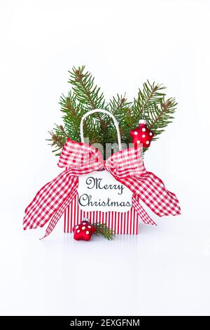 Colorful gift bag for Christmas Stock Photo
