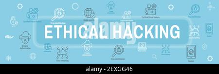 Certified Ethical Hacker - CEH - icon set, web header banner Stock Vector