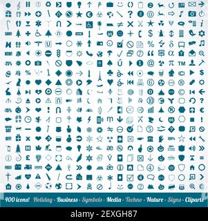 400 various icons symbols and design elements Stock Photo