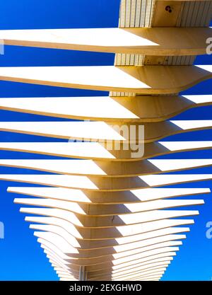 The gravity-defying architecture on the Harbour at Malaga in Southern Spain Stock Photo