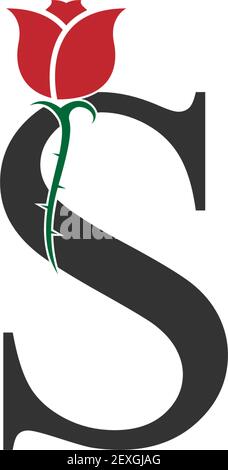 Letter S logo icon with rose design vector illustration Stock Vector