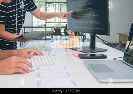 Mobile and website design and programing development technology. Stock Photo
