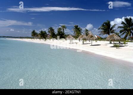 White sandy beach in Cancun, Mexico Stock Photo