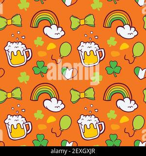 beautyful St.Patrick's Day Background with rainbow . Vector illustration  Stock Vector