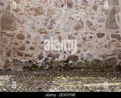 Old stone wall and floor photography background. Ancient stone texture Stock Photo