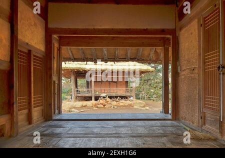 Traditional korean house (hanok) in Maehwa village, Gwangyang, South Korea Stock Photo