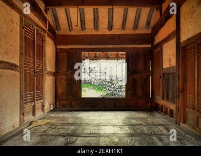 Traditional korean house (hanok) in Gwangyang, South Korea, 03-26-2016 Stock Photo