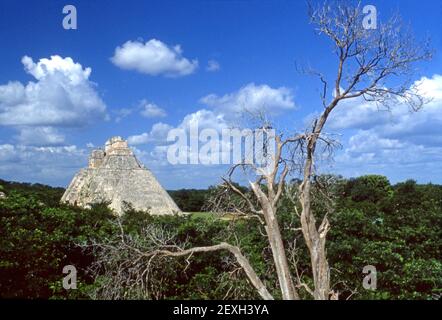 The Pyramid of the Magician in Uxmal, Mexico Stock Photo