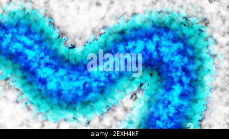 Abstract painting with dark background. Brushstrokes in white, blue and green. Marble texture. Alcohol ink colors. 4K. Stock Photo