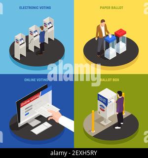 Elections and voting isometric concept with online voting symbols ...