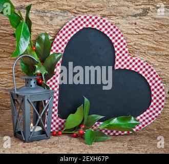 Heart shaped tablet and small lantern Stock Photo