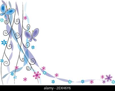 vector butterfly and flowers border frame background Stock Vector Image ...