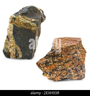 Stone granite dark blue brown natural isolated on white background Stock Photo
